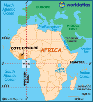 locator map of Cote d Ivoire